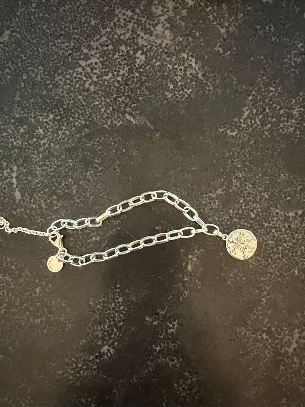 NWOT Talbots Silver-Tone Chain Bracelet with Sand Dollar Disc Charm - 7”